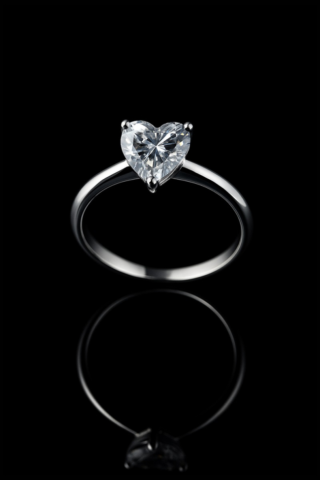 Γυναικείο ασημένιο δαχτυλίδι 925 Crystal Heart Ring με κεντρική πέτρα κρύσταλλο σε σχήμα καρδιάς