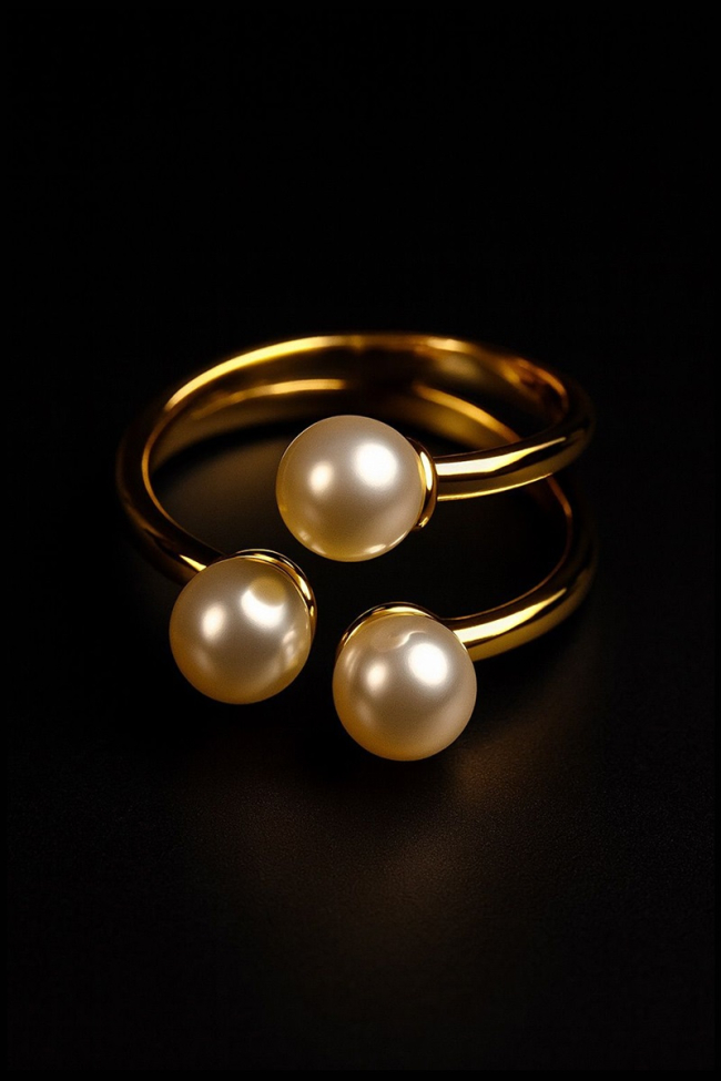 Ασημένιο δαχτυλίδι 925 Triple Pearl Trilogy Ring με τρία μαργαριτάρια