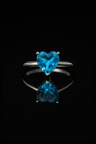 Γυναικείο ασημένιο δαχτυλίδι 925 Blue Heart Ring με γαλάζια πέτρα σε σχήμα καρδιάς