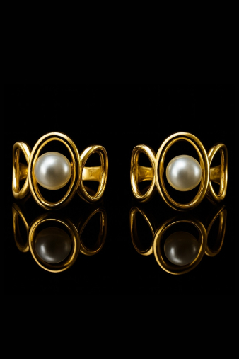 Golden Pearl Embrace ring δαχτυλίδι με πέρλα και χρυσό σχέδιο κομψό και ρομαντικό για καθημερινή ή βραδινή χρήση