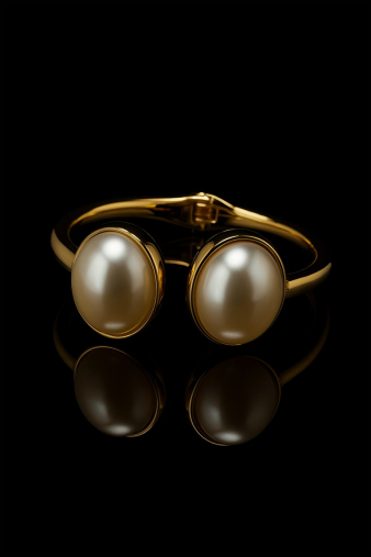 Γυναικείο βραχιόλι Διπλή Πέρλα - Double Pearl Bracelet με δύο κομψά μαργαριτάρια στις άκρες και minimal σχεδιασμό που αγκαλιάζει τον καρπό